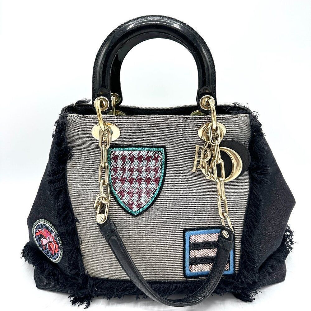 Christian Dior Denim Cruise Collection D-Light Canvas Patchwork Tote